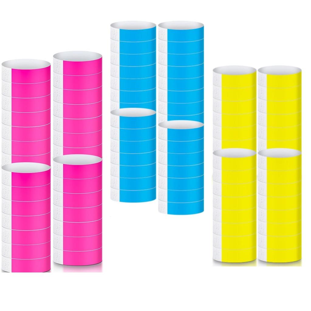 300Pcs Paper Bracelets, Waterproof Neon Paper Wristbands For Identification For Events Music Festivals Concerts Exhibitions