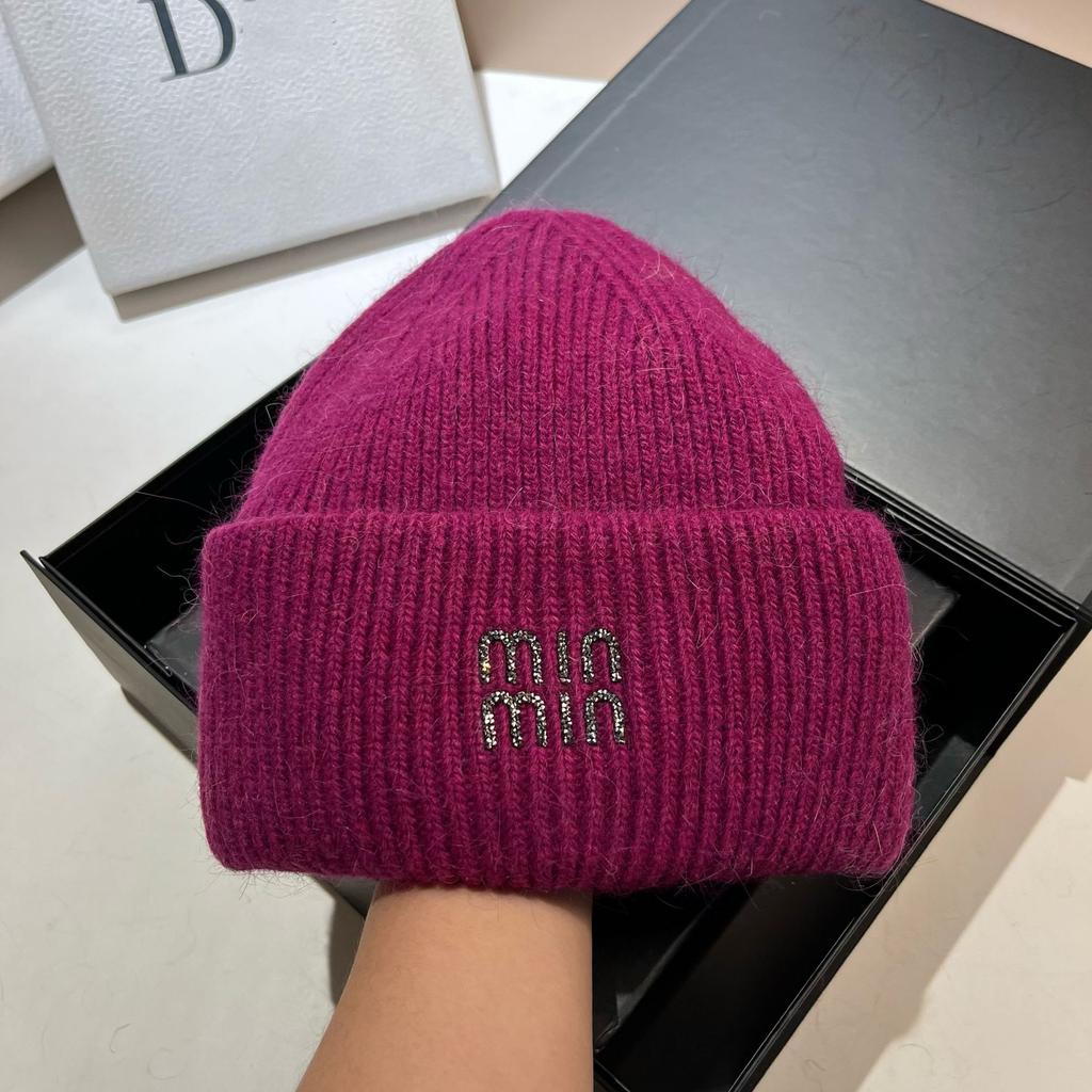 [Rabbit Fur] Min Thickened And Enlarged Double-Folded Edge Small Knitted Hat Winter Warm Plush Hat