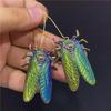 Colorful Alloy Insect Cicada Bee Pendant Ladies' Earrings