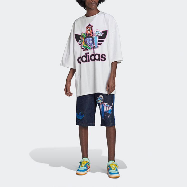 Adidas Originals Cartoon Print Loose Crew Neck Short Sleeve T-Shirt Men Tops White HB2964