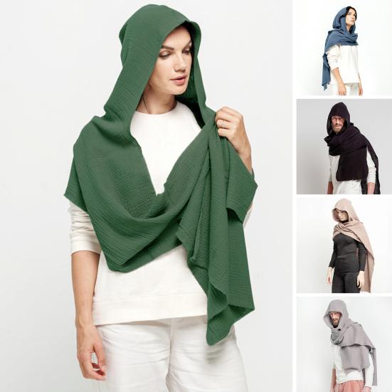 Men Shawl Scarf Lightweight Solid Color Long Scarf Shawl Retro Cotton Linen Outdoor Neck