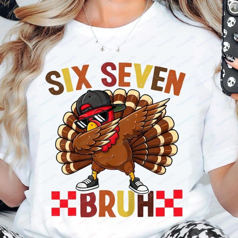 Six Seven 67 Thanksgiving Meme Funny Thankful Turkey Dabbing Funny Turkey Graphic Unisex Softstyle TShirt Thanksgiving Apparel