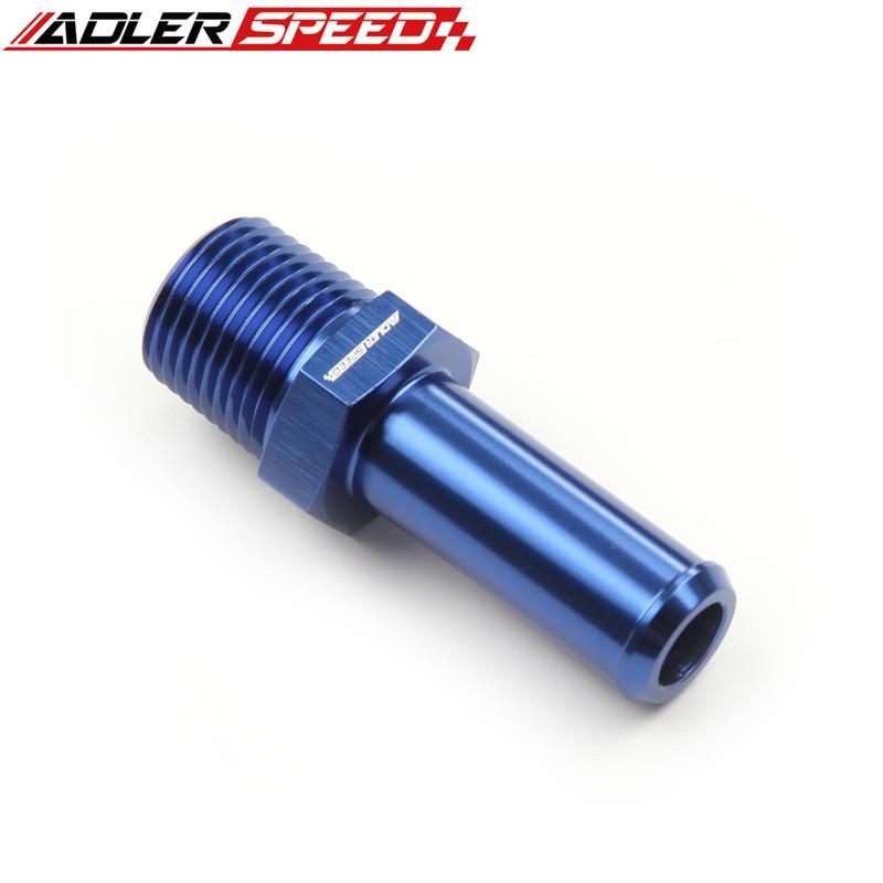 2PCS Aluminum 3/8" NPT To 1/2" Barb End Straight Fuel Oil Aluminum Fitting Adapter Blue