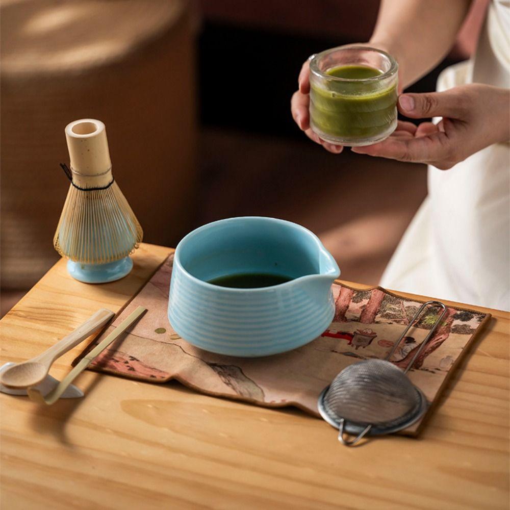 Gradient Color Matcha Bowl Ceramic Japanese Tea Cup New Matcha Whisk Holder Tea Lovers