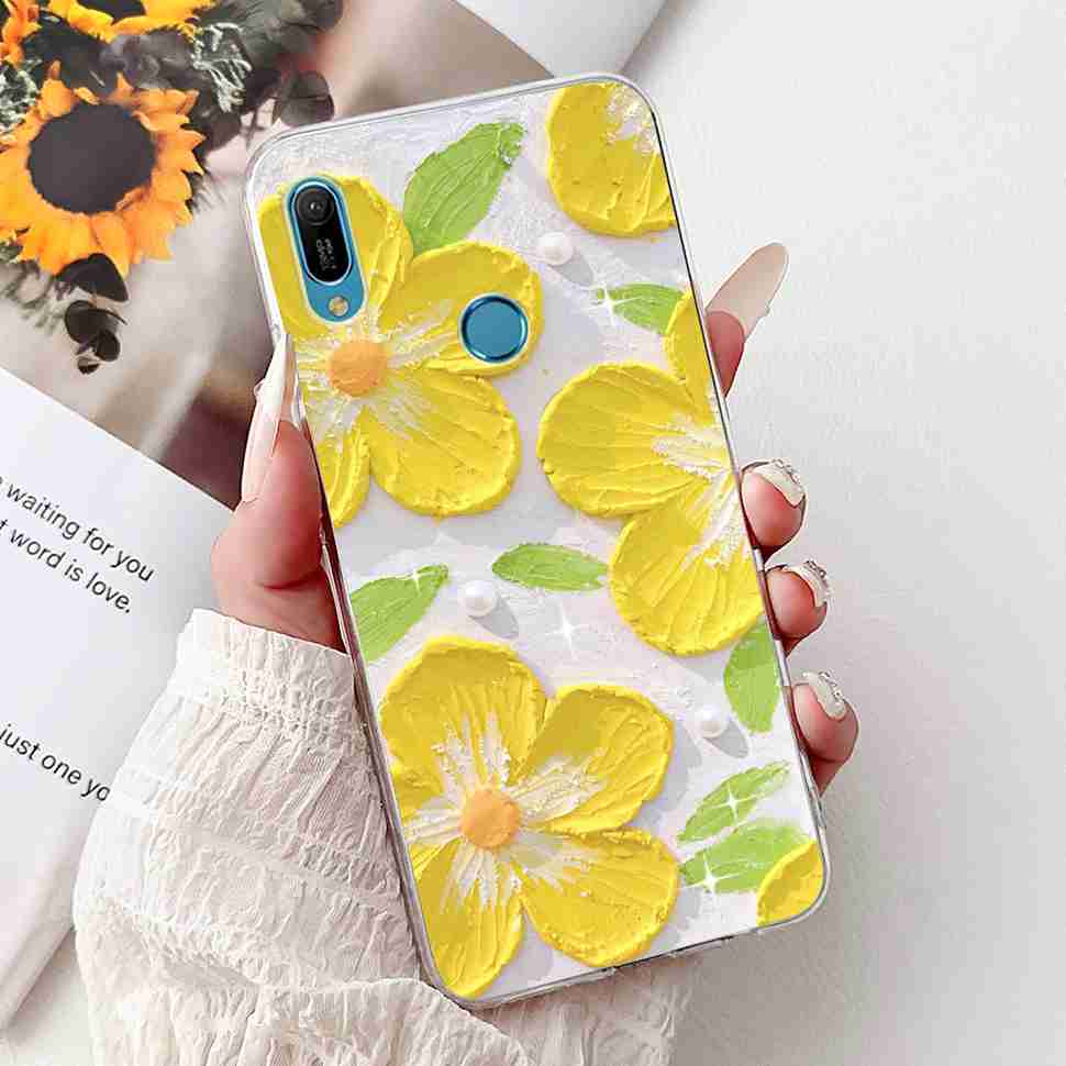 For Huawei Y6 2019 MRD-LX1F Case Summer Flowers Soft Silicone TPU Cover For Huawei Y6 Prime 2019 6.09" Bumper Cases Fashion Girl