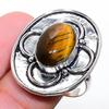 Кольцо ручной работы из серебра 925 пробы с драгоценным камнем тигровый глаз, размер 8