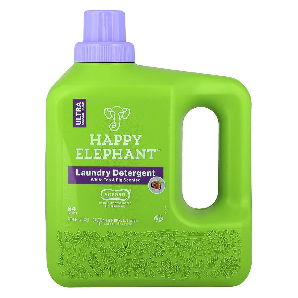 Гель для стирки Happy Elephant, Белый чай и инжир, 1,89 л (64 жидких унции)