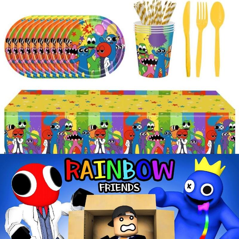 Украшения для дня рождения Rainbow Friends с уникальными топперами для кексов и посудой