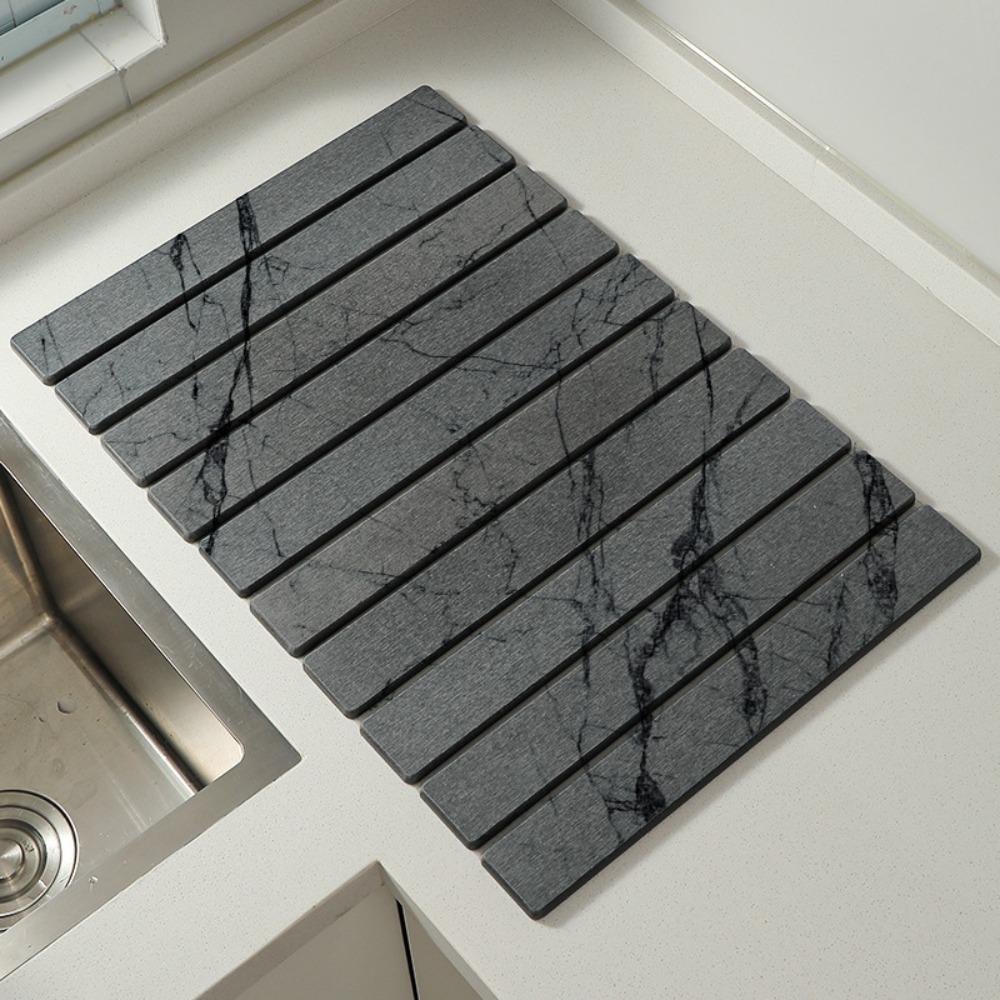 Foldable Dish Drainer Mat Absorbent Placemat Bathroom Rug Stone Dish Drying Mat Sink