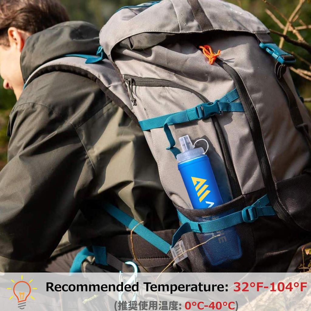 Мягкая фляга для воды Azarxis 500 мл Складная Легкая Легко моющаяся Бутылка для воды с широким горлышком Гидратация Бег Спорт Альпинизм Марафон