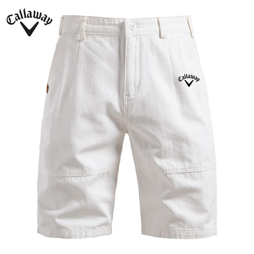 Callaway 2025 Летние вышитые новые хлопковые повседневные мужские шорты, прямые шорты с пятью штанинами, однотонные универсальные рабочие шорты