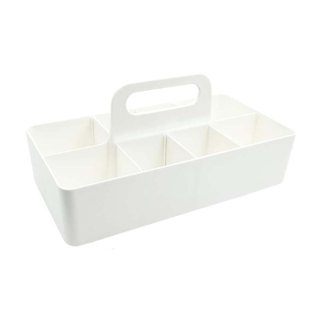 Plastic Portable Storage Organizer Segmented Space Saving Handle Sectional Tray Container Pen Holder Storage Basket