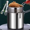 1200ML Deep Frying Pot with Strainer Basket Portable Cooking Pot 304 Stainless Steel for French Fries Chicken Fry