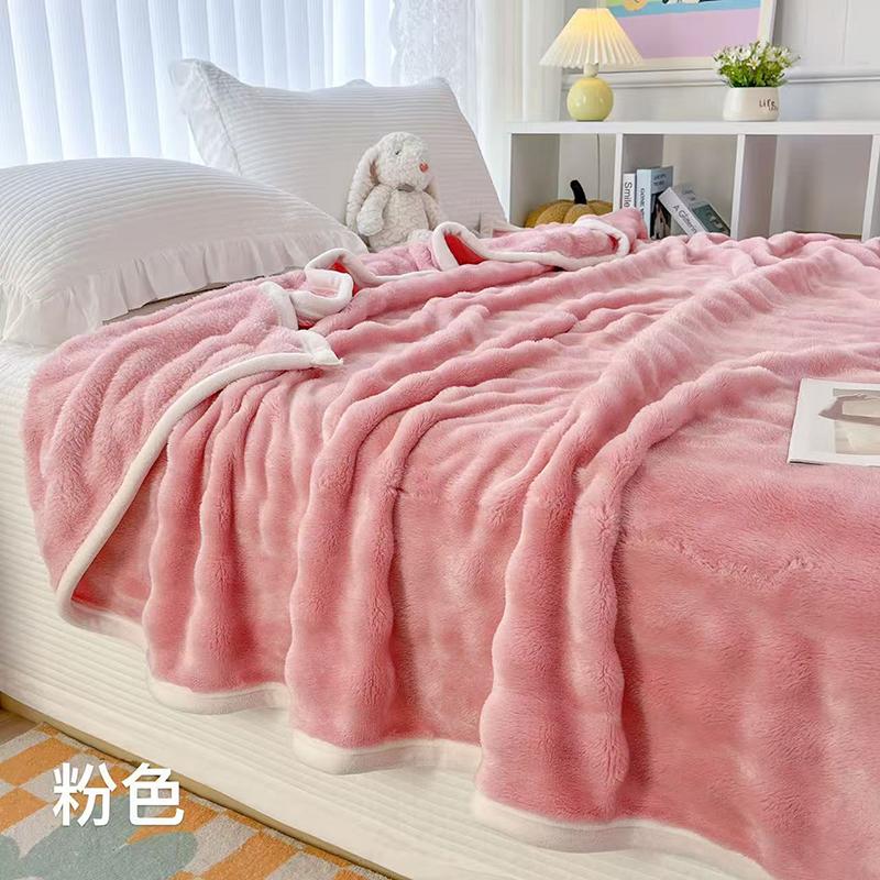 Faux Rabbit Fur Autumn Winter Blanket Warm Single Double Bed Blankets for Sofa Comfortable Warmth Shawl Knee Blanket for Thorw