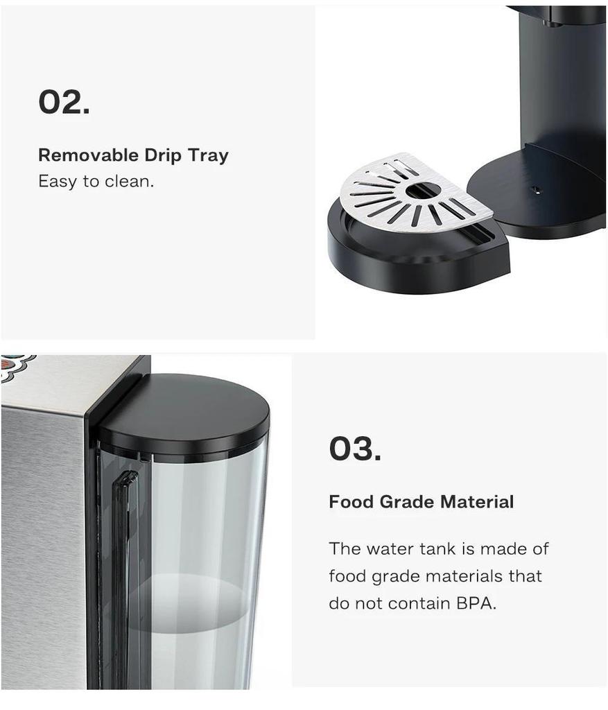 H3A Home 5-in-1 multifunctional capsule espresso machine, compatible with Dolce Gusto, Nespresso, ESE capsules, and coffee powder, stainless steel
