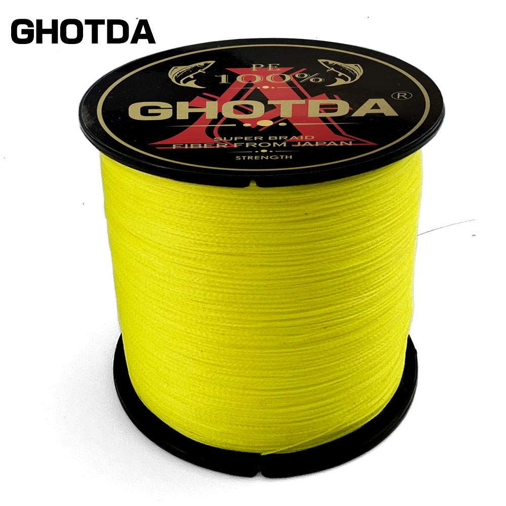 GHOTDA 4-х прядная леска, плетеная полиэтиленовая леска 500 м, мультифиламентная леска 10-120 фунтов, шнур для ловли карпа