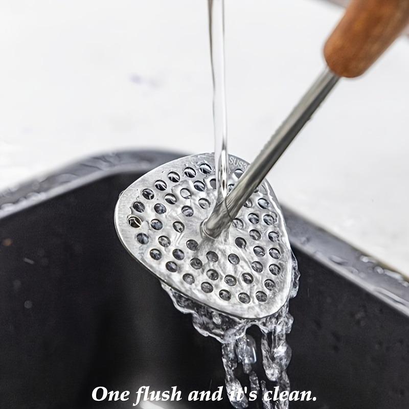 1Pc Lightweight Durable Kitchen Gadget Handheld Stainless Steel Potato Masher With Wood Handle Multifunctional Food Crusher For All Kinds Of
