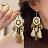 Bohemian Style Vintage Teardrop Seed Bead Tassel Earrings For Women, Perfect For Festive Celebrations