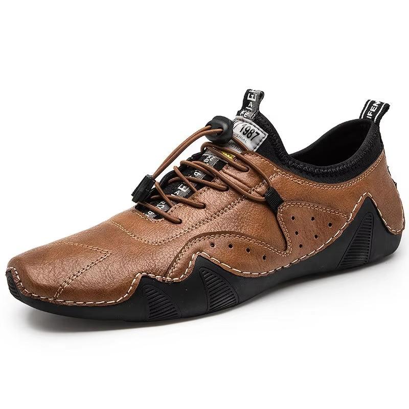 Men's Retro PU Leather Shoes Fine Craftsmanship Flexible Outsole Soft Walking Shoes Comfortable Fashionable for Daily Wear Shoes