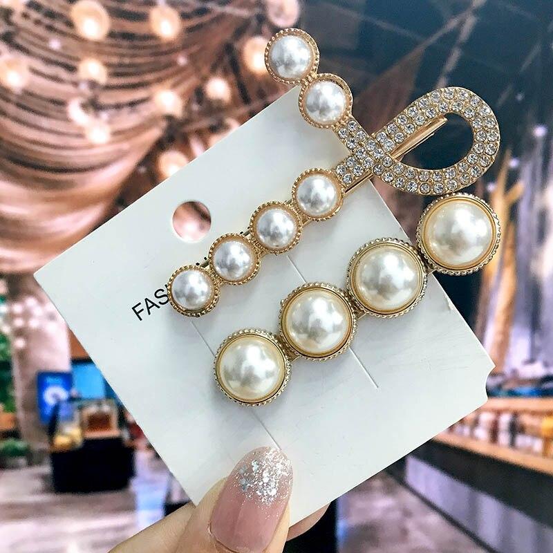 Новая корейская заколка для волос с жемчугом для женщин и девочек, заколка для волос с геометрическим рисунком, заколки с плетеным жемчугом, боковой зажим, головные уборы, модные аксессуары для волос