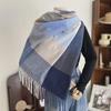 Women's Autumn/Winter 2022 Warm Imitation Cashmere Plaid Scarf Shawl - Korean Style