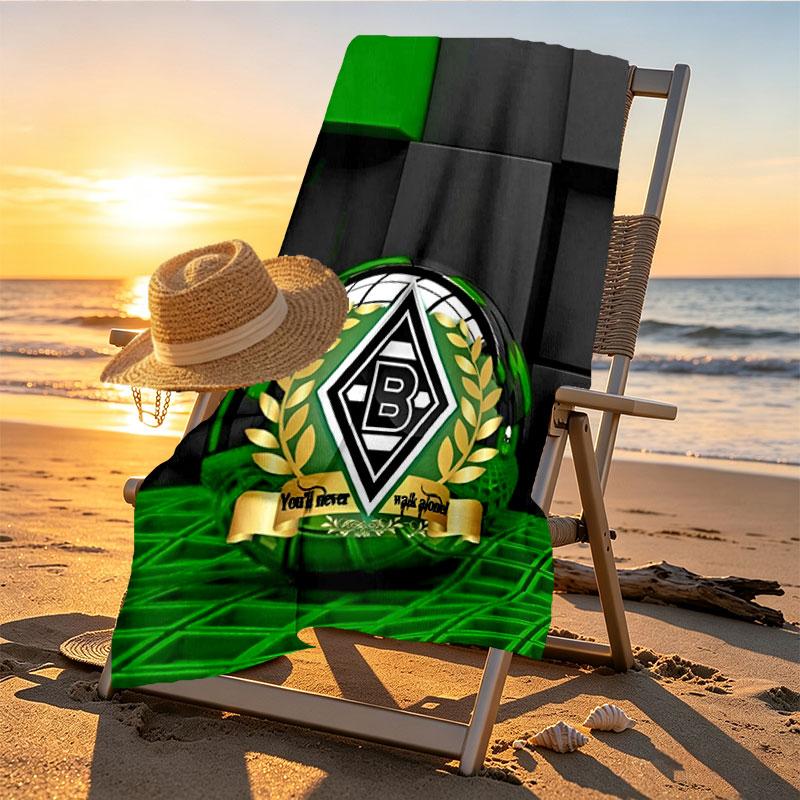 Borussia Monchengladbach Print Beach Towel Design, Soft, Lightweight. for Home Bathroom, Spa, Pool, Yoga, Surfing, Camping, Gift for Family, Friend