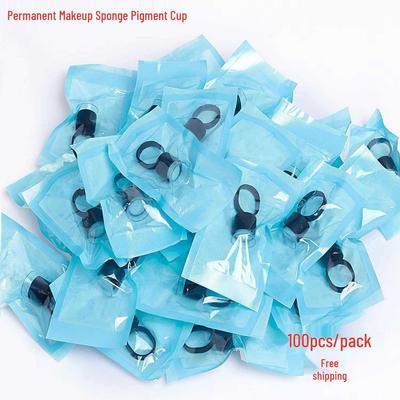 Кольцо-чашка для пигмента для микроблейдинга с губкой для полуперманентного татуажа, татуажа бровей, татуажа губ – Одноразовый инструмент
