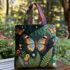 Bird Print Quilted Tote Bag - Fashion Shoulder Handbag Daily Use