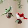 Lifelike Xmas Tree Cute Birds Soft Plush Wreath Bird Ornaments Christmas Hanging Pendant  Fireplace