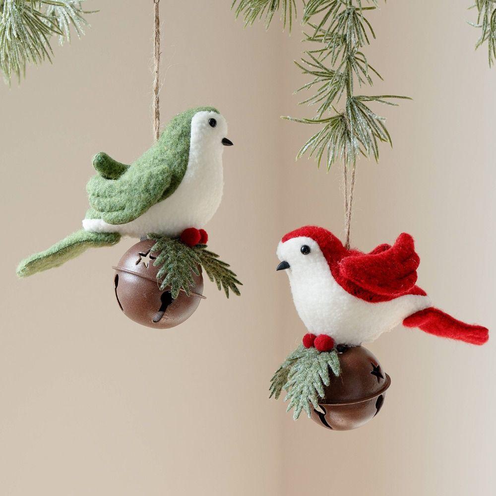 Lifelike Xmas Tree Cute Birds Soft Plush Wreath Bird Ornaments Christmas Hanging Pendant Fireplace