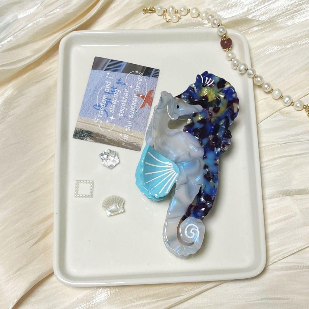 Elegant Ocean Series Hair Claw Acetic Acid Geometry Shark Clip Personalized Shell Hair Claw Women