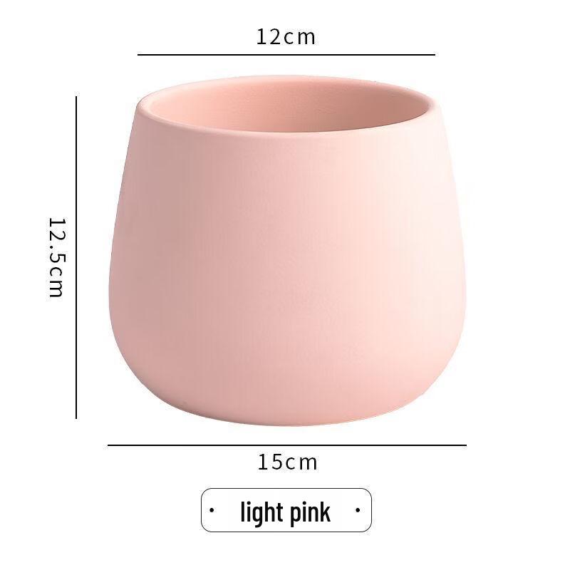 Simple Ceramic Flower Pot with Tray
