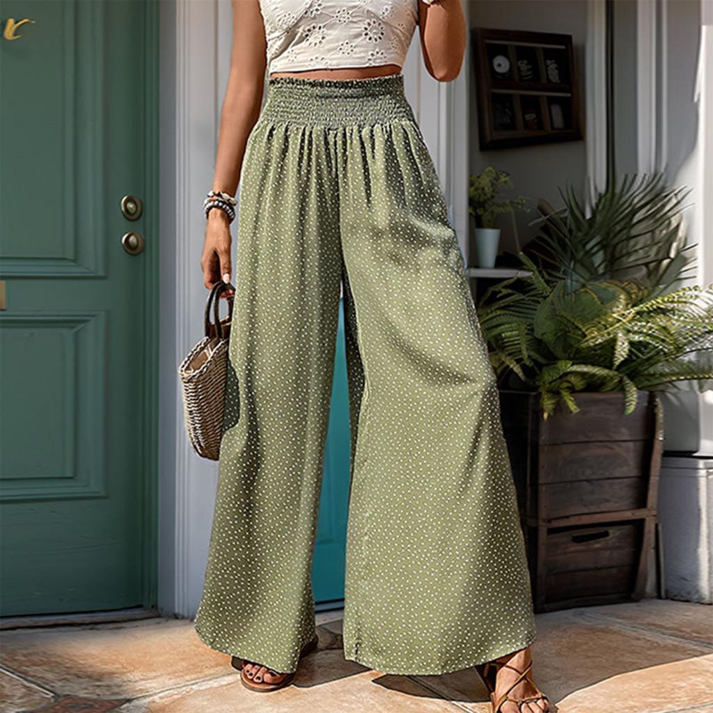 Spring And  New Cotton And Linen Trousers For Women Solid Color High Waist Loose Casual Wide Leg Trousers