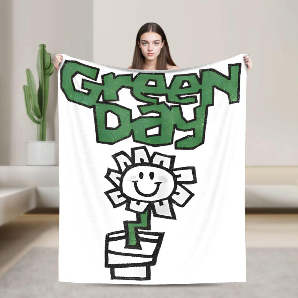 Punk Greens Days Blanket Fleece Music Lightweight Thin Throw Blanket for Outdoor Travel Bedroom Quilt