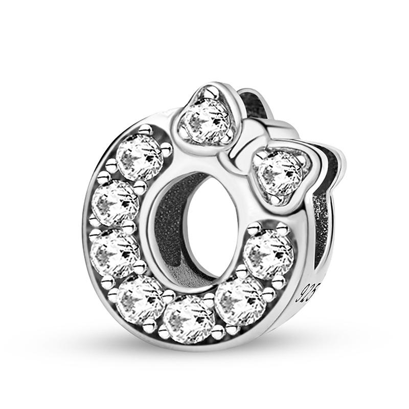 Медные Шармы-Бусины Серии Писем с Узлом-Бабочкой и Цирконами, Подходят для Оригинального Браслета Пандора, Браслета-Бенгла, DIY Ювелирные Изделия для Женщин, Подарок