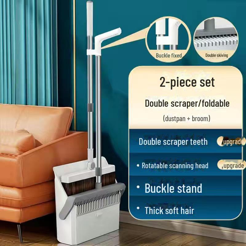 Компактный набор из щетки и совка с мягкой щетиной и функцией неприлипания волос