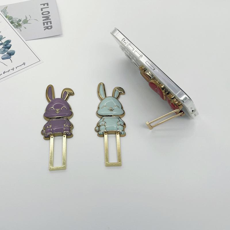 Cute Rabbit Phone Grip Stand Foldable Adjustable Universal Compatibility Cartoon Bunny Design Secure Grip for Smartphones and Tablets