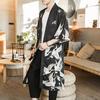 Men Vintage Long Bathrobe Japanese Kimono Coat Loose Yukata Outwear Fashion Tops