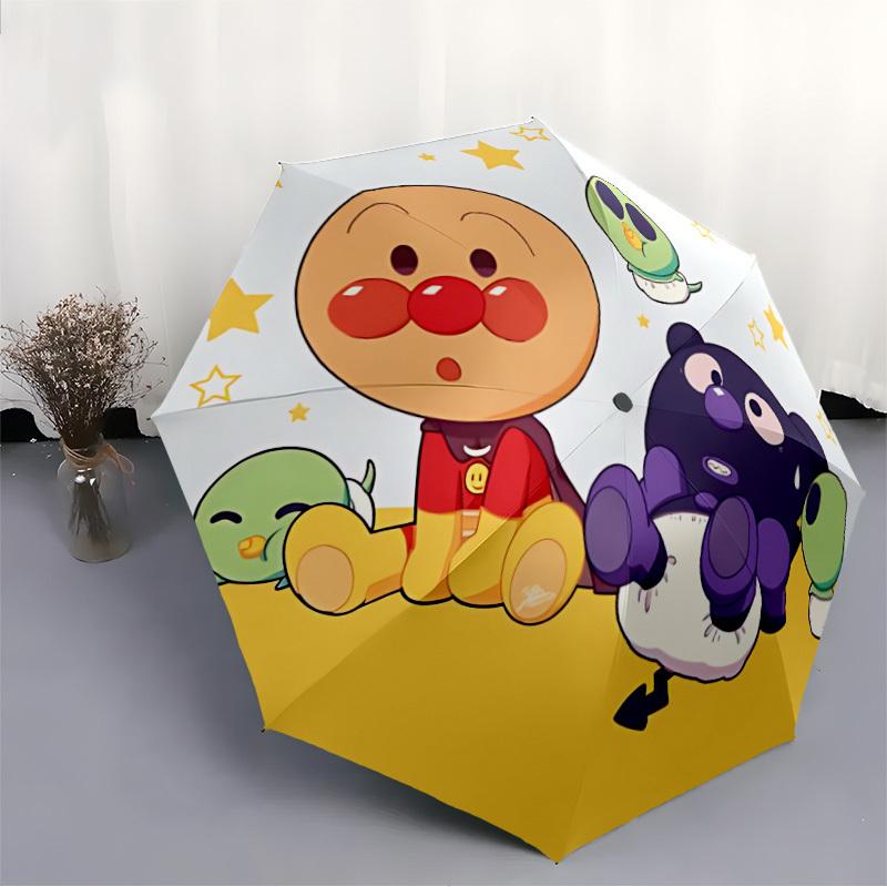 1PC Anpanman Automatic Folding Umbrella, Sturdy And Durable Automatic Folding Umbrella with 8 Ribs, a0911015
