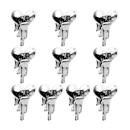 10 шт., стразы для дизайна ногтей, украшение 3D, сердце, луна, крест, летучая мышь, искусственный кристалл на металлических подвесках, креативные ювелирные украшения, аксессуары для чехла для телефона