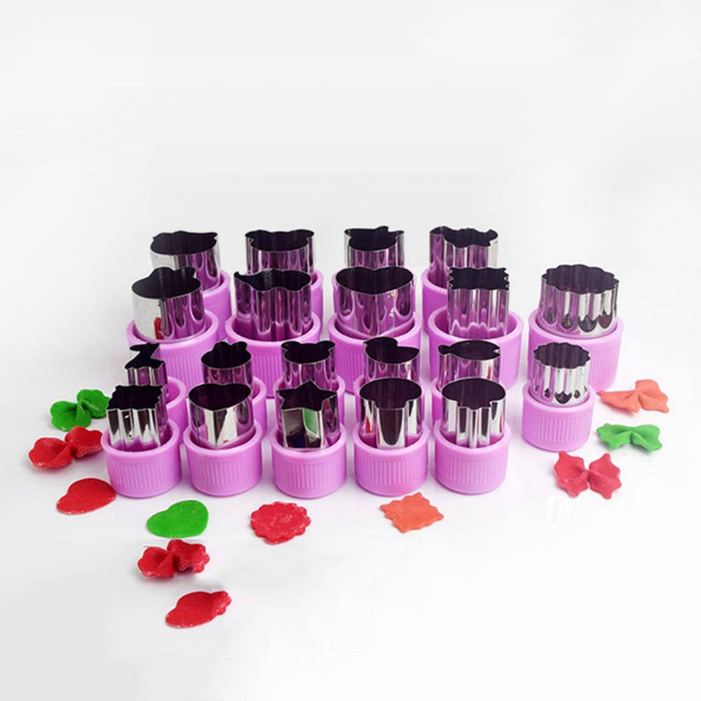 20Pcs Vegetables Fruits Cutter Molds Stainless Steel Cutting Tools for Cake Biscuit (Purple)