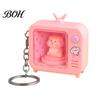 Portable Travel Lighting Rotating Animal TV Keychain, Funny Retro Television Shaped Keychain with Daily Accessory for Teens LED Light, Cartoon Keyring