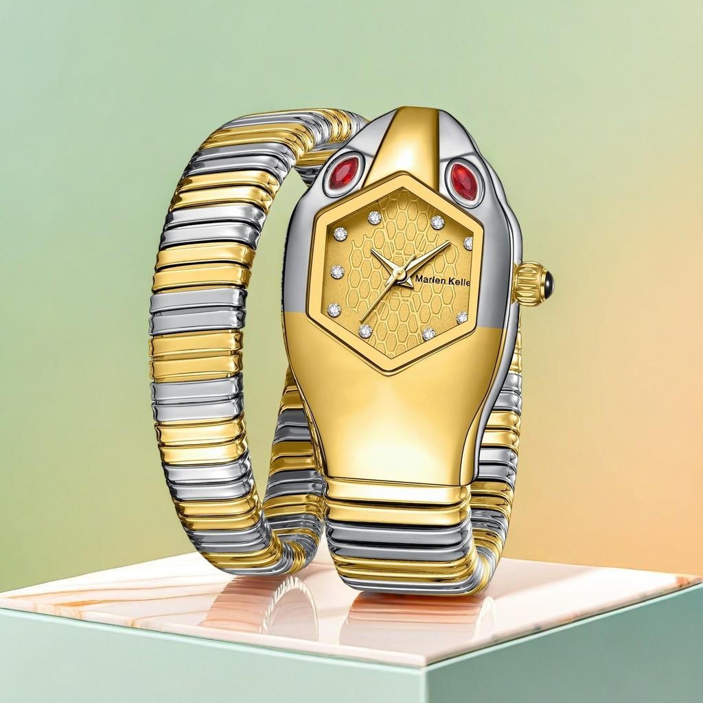 Часы Женские Роскошные Бриллиантовые Уникальной Формы Змеи Водонепроницаемые Кварцевые Женские Часы Часы