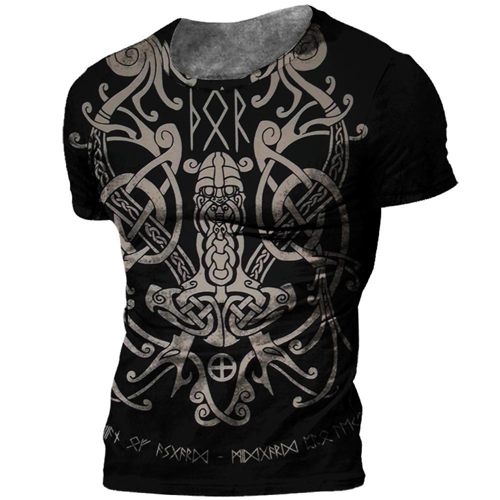Винтажная мужская футболка с 3d принтом викингов, футболки, летние топы, повседневные свободные футболки, мужская одежда, уличная толстовка в стиле хип-хоп с круглым вырезом