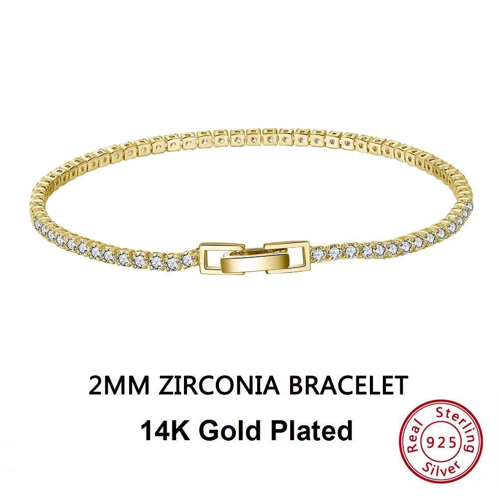 ORSA JEWELS Оригинальные браслеты-цепочки из стерлингового серебра 925 пробы, теннисные, с паве из прозрачных кубических циркониев, 14K, для девочек, на вечеринку, SB61
