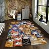 Colorful Cartoon Cat Faces Pattern Printed Carpet for Home Decor Suitable for use as an anti-slip for living room bedroom sofas