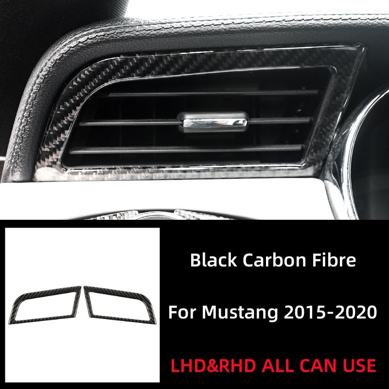 For Ford Mustang GT 2015- Carbon Fiber Auto Dashboard Left and Right Air Vents Trim Stickers Frame Car Interior Accessories