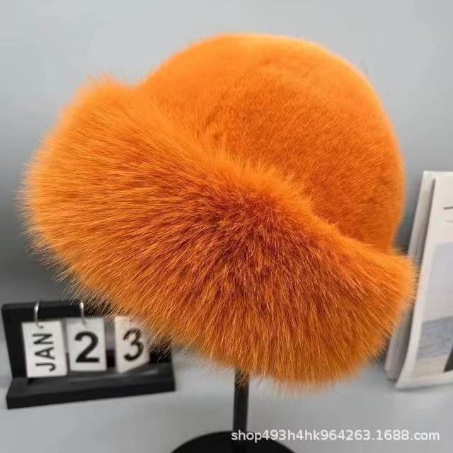 New Mongolian hat thickened warm imitation fur fashion basin hat imitation mink women's bucket hat spot