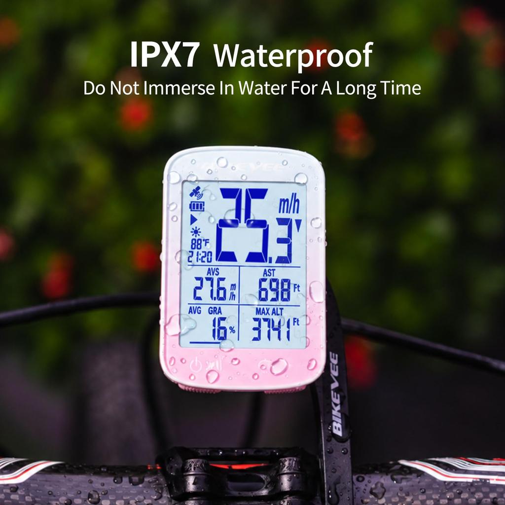 Bikevee GPS Wireless Bicycle Speedometer Cycle Computer with Automatic Automatic Odometer FSTN Standard Mount Included Start/Stop, Backlight,