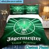 Custom Name 3PCS Jager-meister Spirit Drink Bedding Set,Including  Duvet Cover And 2pcs Pillowcases Perfect for Bedroom,Dormitory,Fan Christmas gift